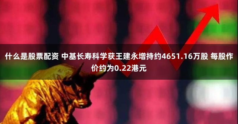 什么是股票配资 中基长寿科学获王建永增持约4651.16万股 每股作价约为0.22港元